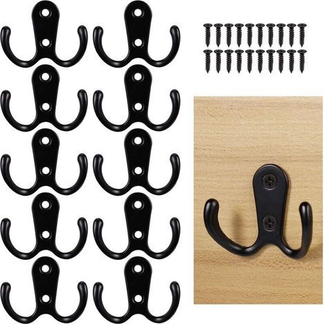 10 Kleiderhaken, Schwarze Kleiderhaken, Doppelte Kleiderhaken Mit