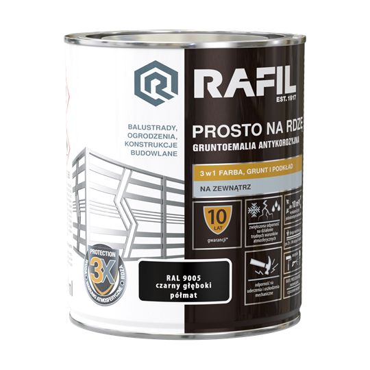 Rafil Prosto Rostschutzmittel, Tiefschwarz Seidenmatt Ral 9005, 0,75 L