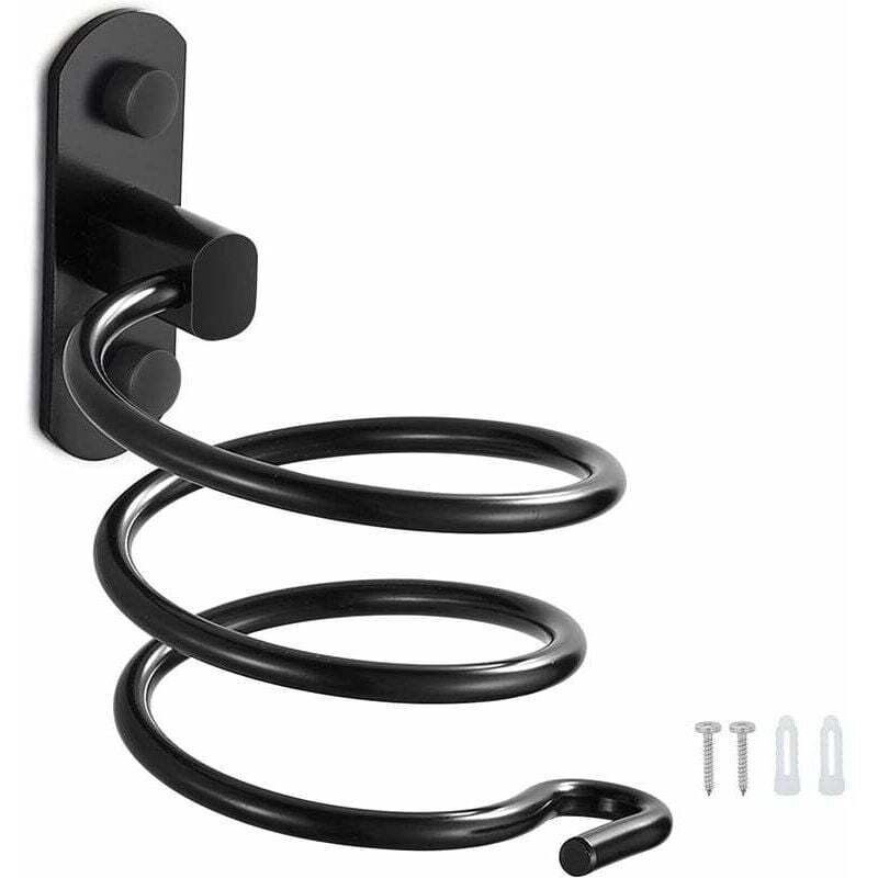 Wandmontierter Haartrocknerhalter Aus Aluminium, Kabeltrockenständer, Für Küche, Bad, Badaccessoires (schwarz)