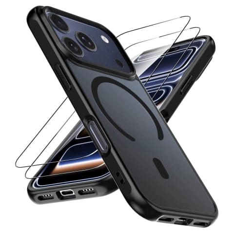 3-in-1 Magsafe Hybrid-hülle + 2x Gehärtetes Glas Für Apple Iphone 17 Pro Max, Verstärkter Schutz, Widerstandsfähig Und Passgenau, Alogy 3in1 Case Pack™ – Schwarz