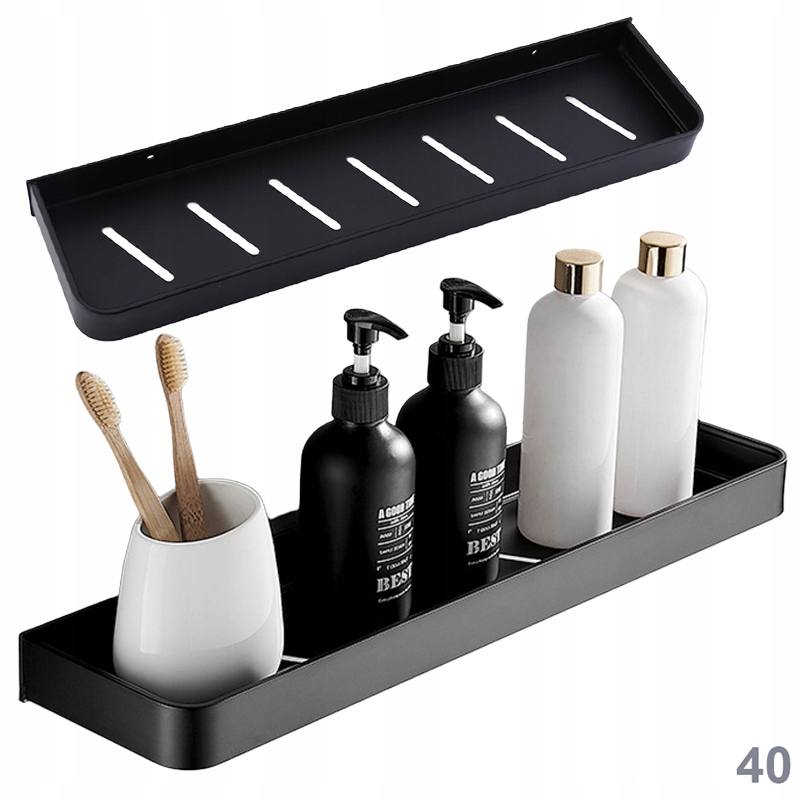 Loft-badezimmerregal, 40 Cm, Küche, Für Flüssigkeiten Und Shampoos, Schwarzer Stahl