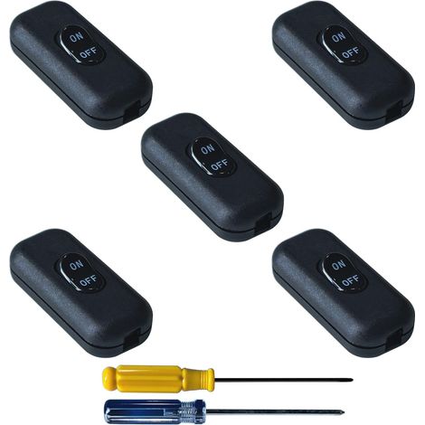 Stück Nachttischlampen-ein/aus-wippschalter, Schwarz, Ersatz-inline-schalter, Zweistufig, 6 A, 250 V, Für Kleingeräte, Schreibtischlampen