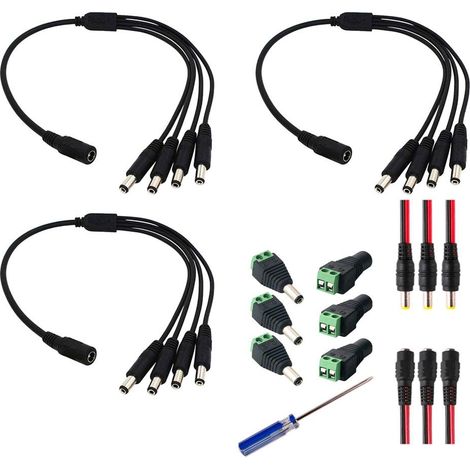 X Dc-splitterkabel 1 Auf 4, 12 V Dc-stromversorgung 5,5 X 2,1 Mm Stecker/buchse, 3 X Steckerkabel, 3 X Dc-stromanschlussstecker (stecker/buchse)