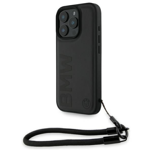 Bmw Hardcase Signature Lederkordel Schwarz Hülle Für Iphone 16 Pro