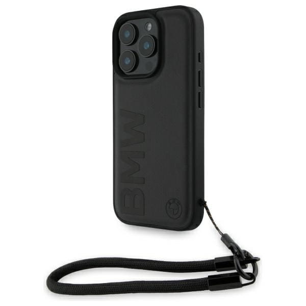 Bmw Hardcase Signature Lederkordel Schwarz Hülle Für Iphone 16 Pro