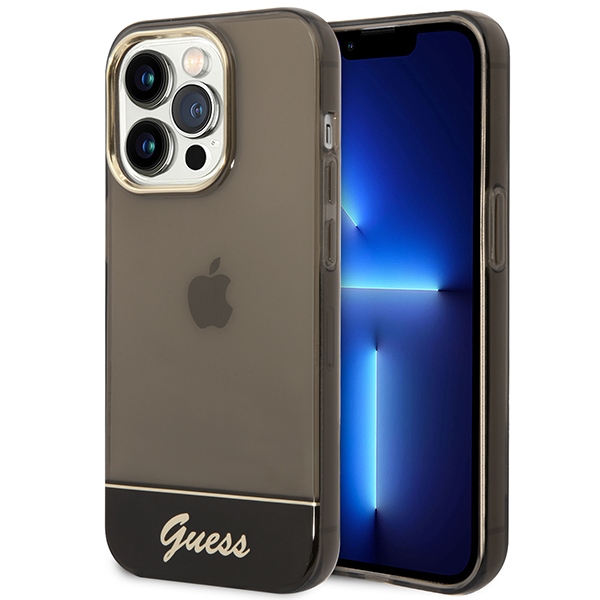 Iphone 14 Pro Guess Hartschalen-schutzhülle, Durchscheinend Schwarz