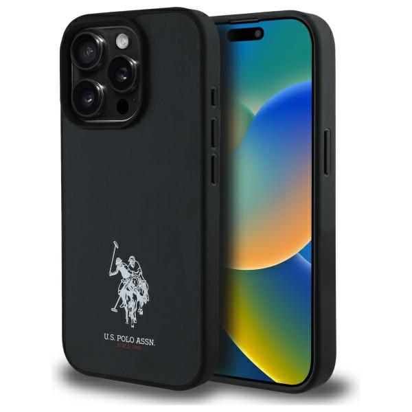 Iphone 15 Pro Max Us Polo Lederhülle Mit Stickerei, Schwarz