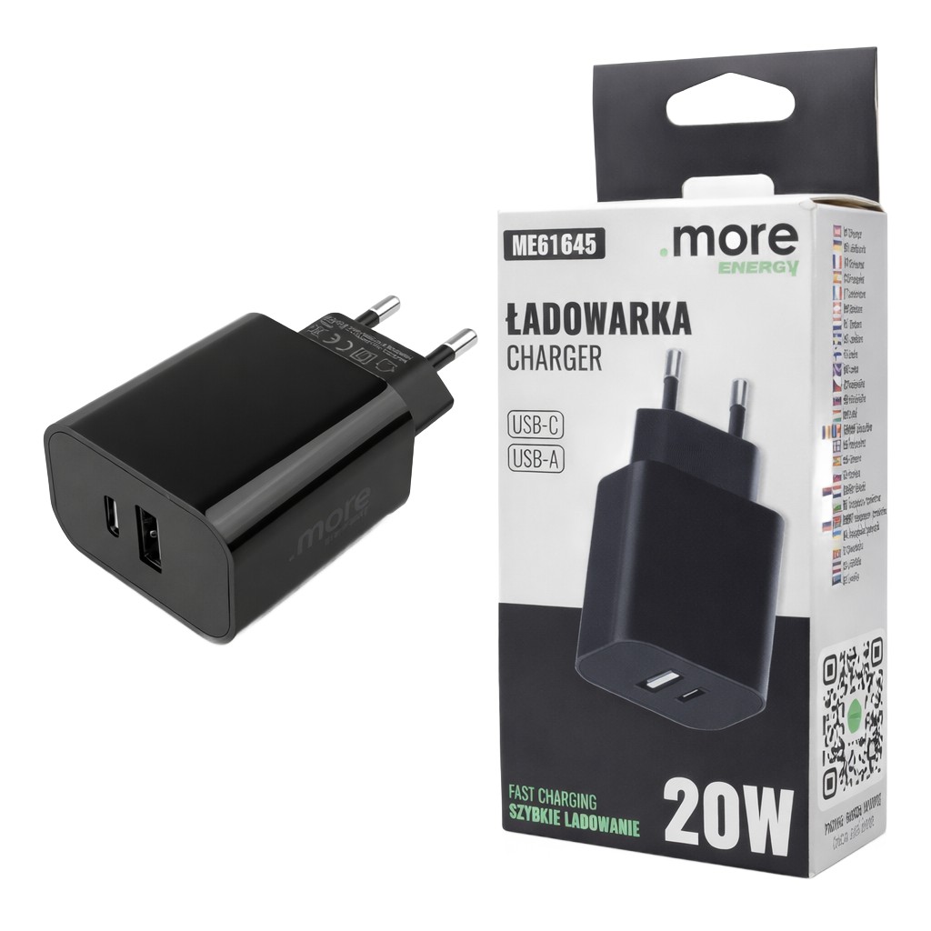 Usb-c/usb-a-netzteil, 20 W Pd, 3 A Schnellladefunktion Für Smartphones Und Tablets