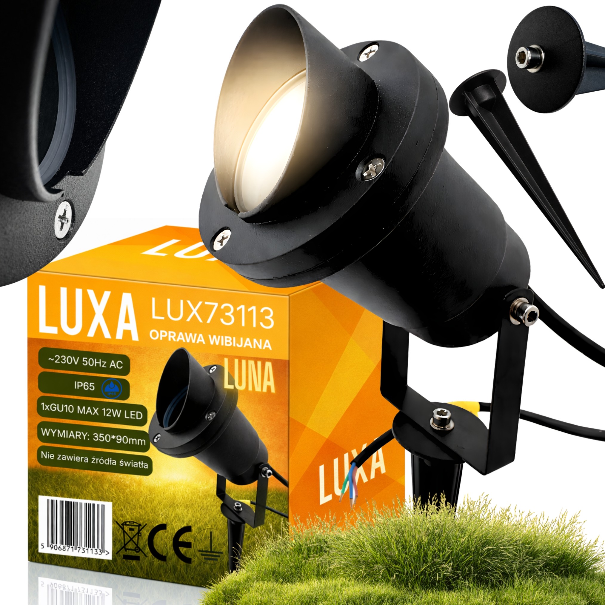 Gartenstrahler Mit Led-sockel (gu10) Und 50 Cm Kabel, Schutzart Ip65