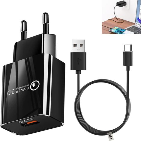 18-w-schnellladegerät Mit Usb-c-anschluss, Quick Charge 3.0-netzteil Für Samsung Galaxy Note9/s9/s9 Plus/note8/s8/s8 Plus/s7/s7 Edge/s6/s6 Edge, Xiaomi, Huawei, Htc, Mit 1 M Usb-c-kabel
