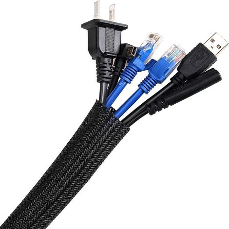 Meter Kabelschutzschlauch, 3 Meter Flexibler, Verstellbarer Kabelmanagementschlauch, Geteilter, Geflochtener Pet-kabelorganizer, Schreibtisch-kabelabdeckung Für Tv-, Pc-, Usb-, Audio- Und Videokabel
