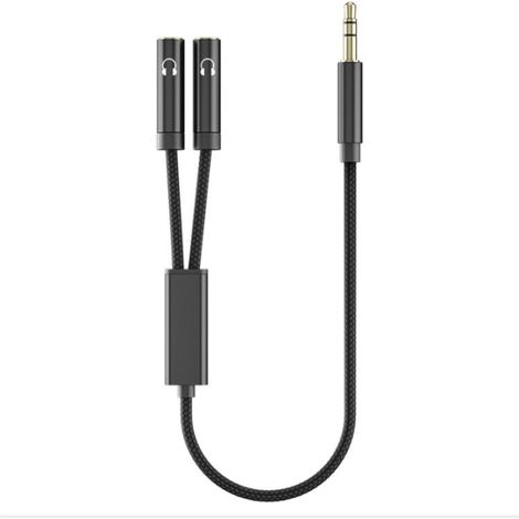 3,5-mm-audio-klinkenstecker-splitter, 3,5-mm-klinkenstecker Auf Klinkenbuchse (stereo) Für Kopfhörer, Laptop, Tablet, Smartphone, Samsung-geräte, Lautsprecher, Pc, Live-streaming Usw. Schwarz