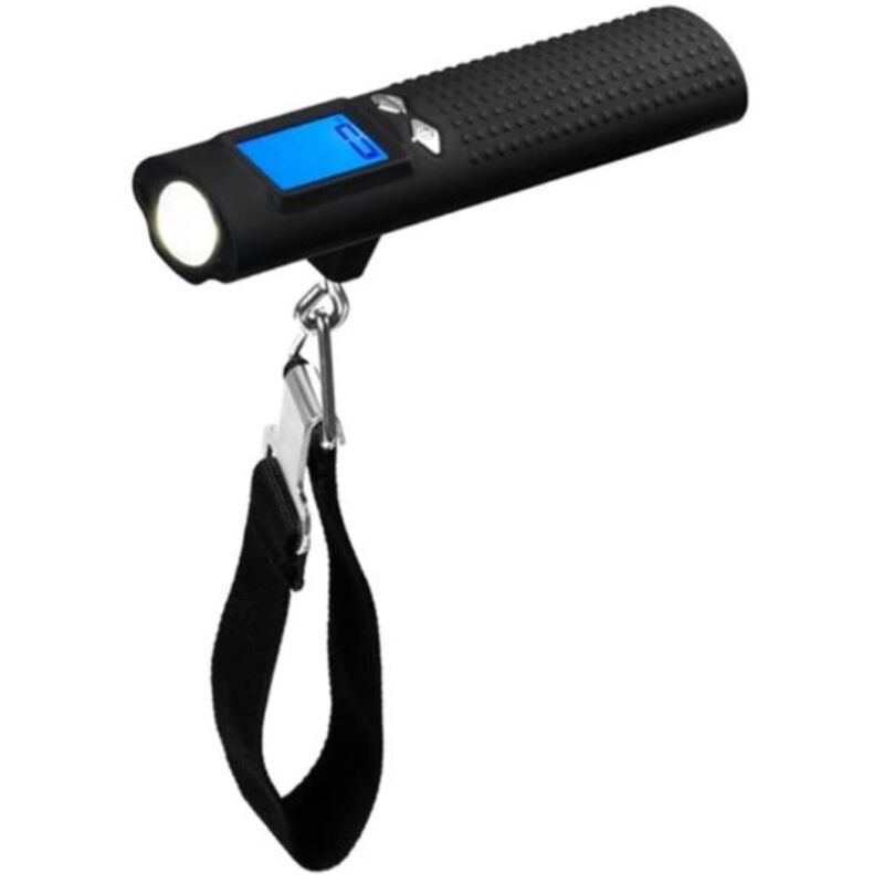 4-in-1 Wiederaufladbare Elektronische Gepäckwaage 110 Lb/50 Kg Mit Lcd-taschenlampe, Tragbare Digitale Gepäckwaage, Reise-gepäckwaage Mit Handy-ladegerät, Farbe: Schwarz
