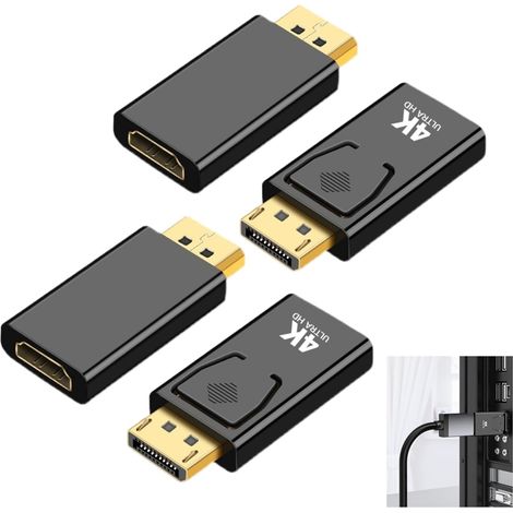 4er-pack Displayport-zu-hdmi-adapter, 4k@60hz Dp-zu-hdmi-adapter, Dp-stecker Auf Hdmi-buchse Für Pc, Fernseher, Computer, Projektor, Monitor, Amd-grafikkarte, Hdtv, Schwarz