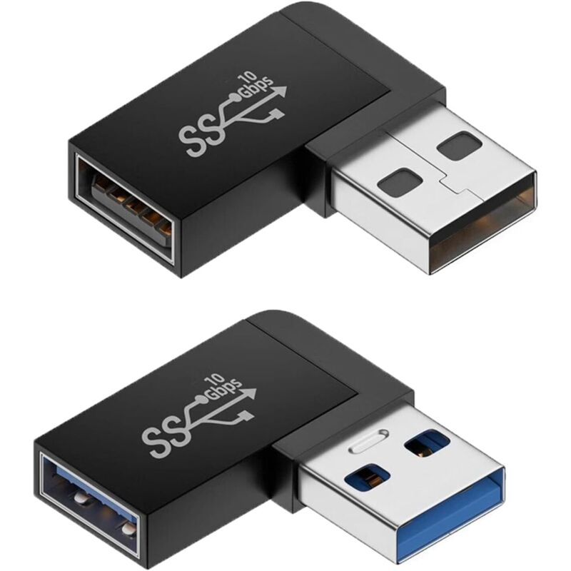 Usb 3.2 90-grad-winkelstecker (2er-pack), 10 Gbit/s Usb-a-stecker (links Und Rechts) Auf Usb 3.2-buchse (winkelstecker), Otg-schnellladeadapter Für Pc Und Laptop