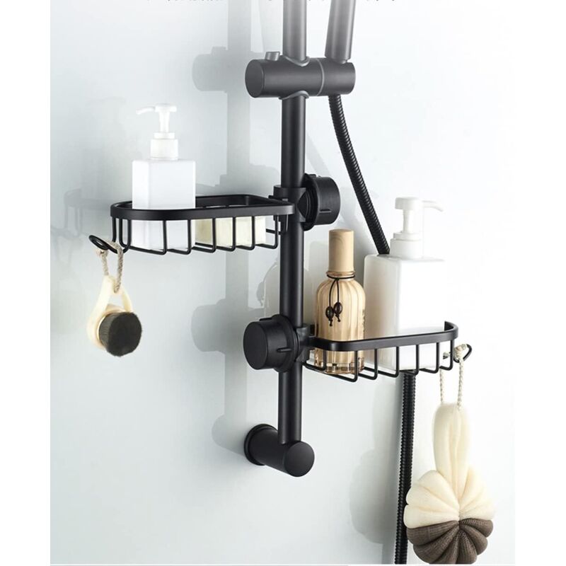 2x Seifenschale Für Duschstange, Duschseifenhalter, Duschregal Ohne Bohren Mit Haken, Duschkorb, Seifenhalter, Duschschwamm-organizer, Passend Für 20-27 Mm Stangen