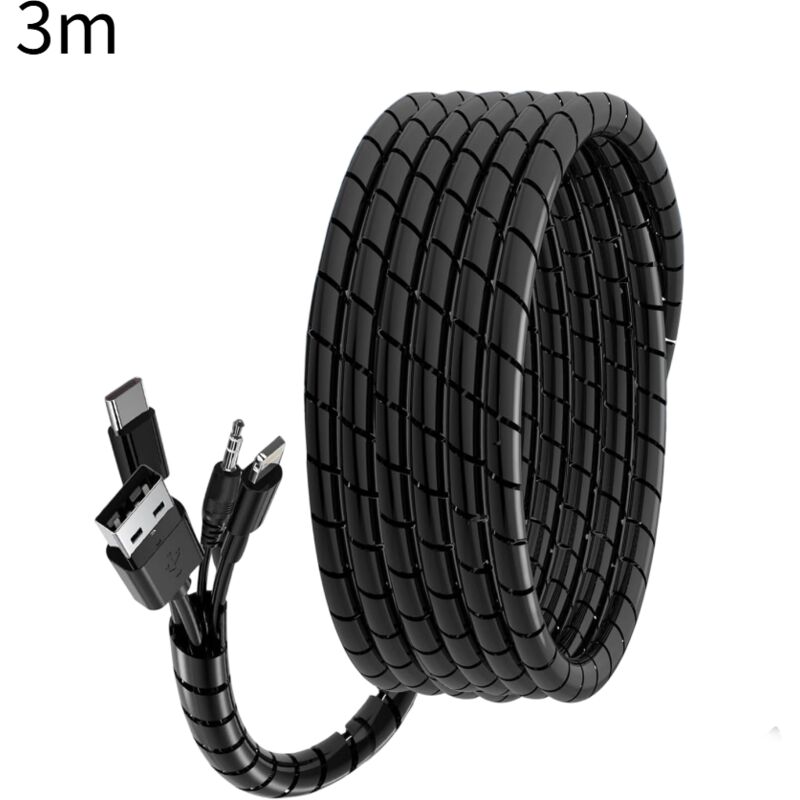 3m Spiralkabelschutz 20 Mm, Flexibler Spiralkabelschutz Für Büro/computer, Kabelmanagement-set Für Tv-/pc-/usb-/tv-/aux-antennenkabel, Schwarz – Diy