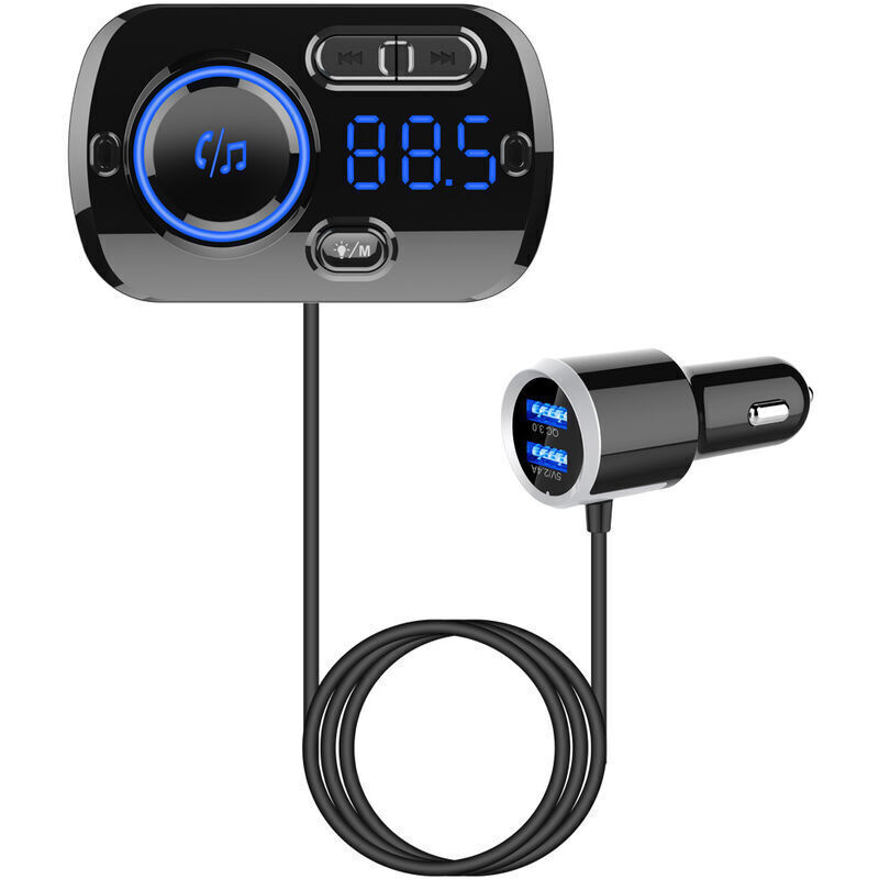 Bluetooth 5.0 Fm-transmitter Fürs Auto Mit Qc3.0 Schnellladefunktion, Freisprechfunktion Und Tf/sd-anschlüssen