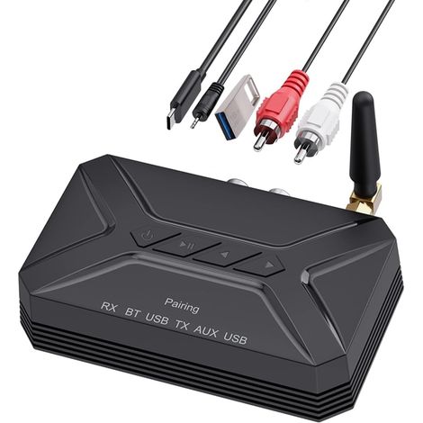 30 M (schwarz) Ak3046g Bluetooth 5.1 Sender Und Empfänger, 3,5-mm-rca-adapter Mit Geringer Latenz Für Drahtlose Audioübertragung An Tv/pc/heimstereoanlage, Reichweite