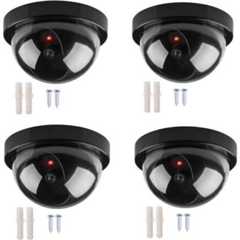 Attrappenkamera, Set Mit 4 Schwarzen, Kabellosen Dome-attrappenkameras, Sicherheitsattrappen Für Den Außenbereich Mit Realistischen Ir-leds Für Den Schutz Von Geschäften Und Wohnhäusern