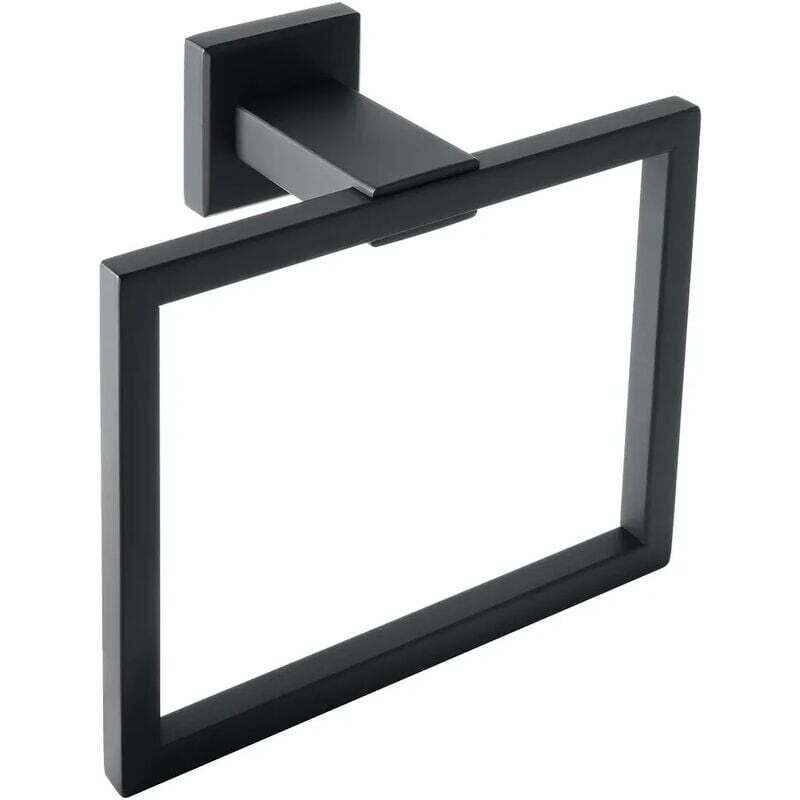 Wandmontierter Handtuchring, Moderner Quadratischer Badezimmer-handtuchhalter, 16 Cm X 15 Cm, Mattschwarze Edelstahloberfläche