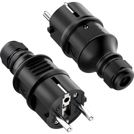 2 Stück Stecker (männlich), 250 V, 16 A, Schutzkontakt-netzstecker Mit Verdrehschutz, Netzstecker (männlich) Mit Erdung Für Innen- Und Außenkabel