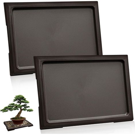 Set Mit 2 Bonsai-untersetzern, Feuchtigkeitsschalen, Quadratischen Kunststoff-abtropfschalen Für Blumentöpfe, Wasserauffangschalen Für Pflanzen, Kieselschalen Für Zimmerpflanzen, Kakteen, Bonsai (schw