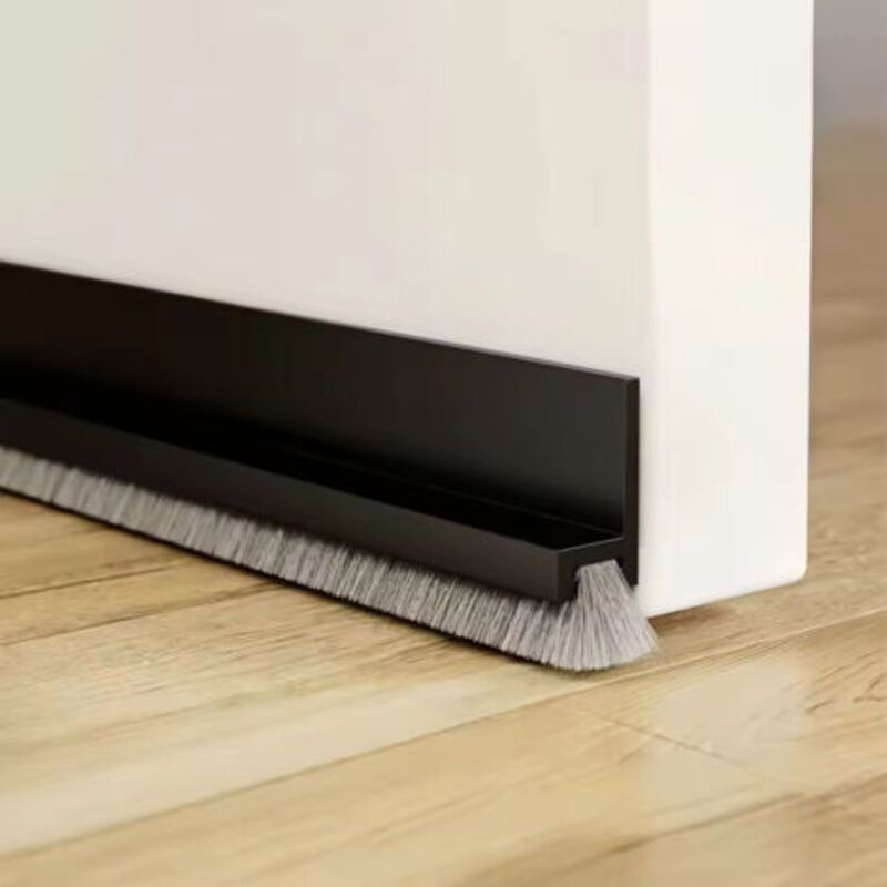 Türdichtung, 100 Cm, Selbstklebend, Isolierend, Schalldämmend, Mit Bürste, Schwarz