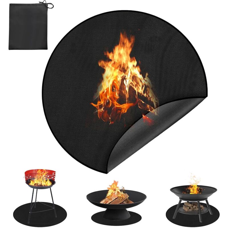 Runde, Feuerfeste Matte, 91 Cm Durchmesser, Hitzebeständige, Feuerfeste Bodenschutzmatte Für Grill, Camping, Terrasse, Schwarz