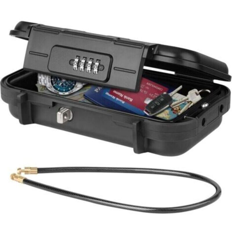 Tragbarer Tresor, Sicherer Mini-reisetresor, Wasserdicht Und Diebstahlsicher Mit Metallkabel, Schwarz