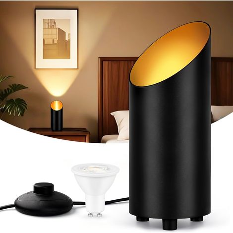 5-w-led-stehstrahler, Wasserdicht, 400 Lm, Aluminium-stehleuchte Für Den Innenbereich, Ideal Für Wohnzimmer, Mit Fußschalter, Schwarz, Inklusive Gu10-leuchtmittel (2700 K, Warmweiß).
