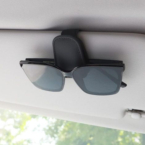 Magnetischer Sonnenbrillenhalter Aus Schwarzem Leder Für Die Sonnenblende Im Auto