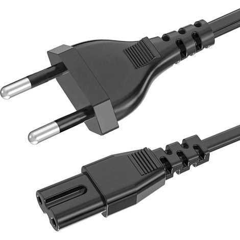 Netzkabel, 1,5 M, 2-poliger Eurostecker Auf Eu-stecker C7 (8-form) Für Fernseher, Blu-ray-player, Dvd-receiver Und Andere Elektrische Geräte – Schwarz