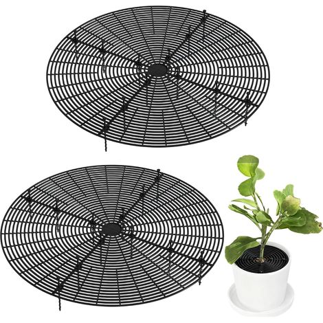 (großes Rundes Schwarzes) 2-teiliges Schutzgitter Für Blumentöpfe, Zuschneidbares Pflanzenschutzgitter, Blumentopfgitter Für Hunde, Katzen, Kinder Und Haustiere