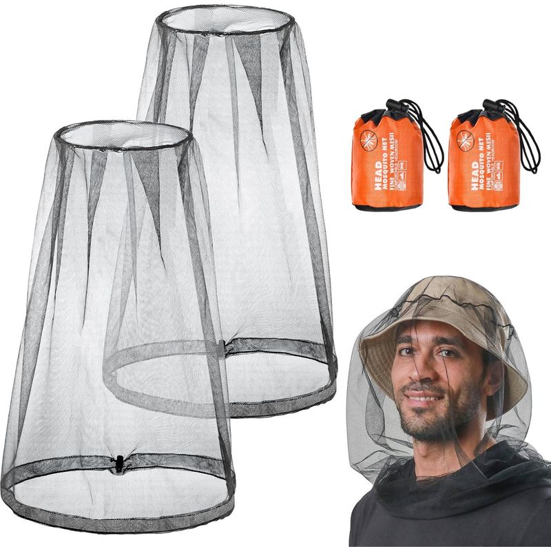 2er-pack Moskitonetz Für Den Kopf, Anti-moskitonetz Mit Tragetasche, Insektenschutz-moskitonetz Für Den Kopf, Moskitonetz Für Imker, Camping, Outdoor, Schwarz