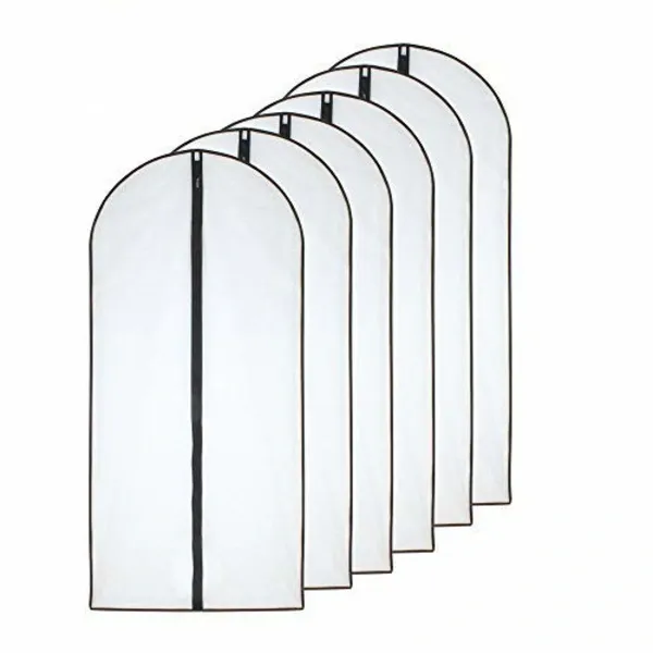 Mottensichere Kleidersäcke, 60 X 100 Cm (24 Zoll X 40 Zoll), Schwarz, Atmungsaktiv, Transparente Reißverschlusstaschen, Zur Aufbewahrung Von Kleidung (6er-packung)