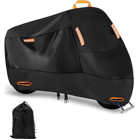 Motorradabdeckung, Schutzabdeckung Für Motorräder Und Roller, 245 X 105 X 125 Cm, Aus 210d Oxford-gewebe Mit Reflektorstreifen, Regen-, Staub-, Uv-, Schnee- Und Windbeständig. Geeignet Für Motorräder