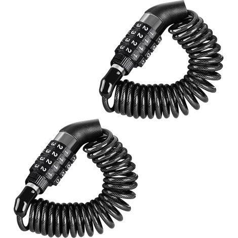 2-teiliges Fahrradschloss-set (schwarz) Fahrradschloss Mit 4-stelligem Zahlenschloss, 140 Cm Langem Kabel, Motorradkettenschloss, Für Fahrräder, Motorräder, Kinderwagen, Helme