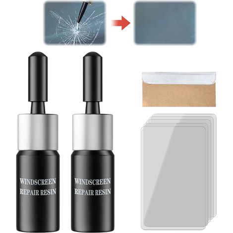 Windschutzscheiben-reparaturset, Windschutzscheiben-reparaturwerkzeug, Glasreparaturflüssigkeit, Glasreparaturset, Autoglas-reparaturset Für Risse, Für Risse, Bullseye, Schwarz, 2 Stück