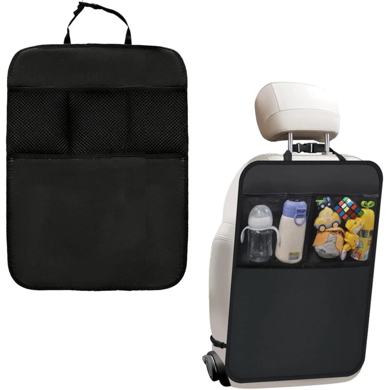 2-teiliger Auto-organizer Aus Oxford-gewebe Mit 3 Aufbewahrungstaschen, Wasserdichte Autositz-rückenlehnenschoner, Kinder-auto-organizer, Kindersitz-schutz