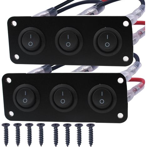 2-teiliger 12v-24v-wippschalter, Kfz-schalterpanel, 3-fach, Rundes 12v-schalterpanel Für Pkw, Lkw, Rennwagen Und Boote