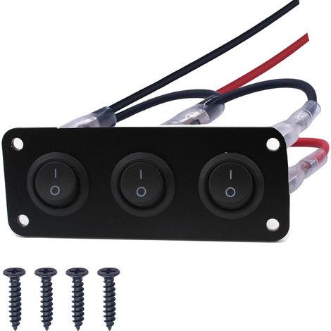 12v-24v Wippschalter, Kfz-schalterpanel, 3-fach, Rundes 12v-schalterpanel Für Pkw, Lkw, Rennwagen, Boote
