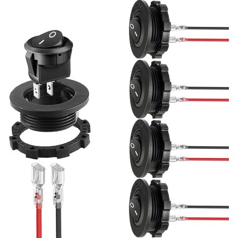 5-teiliges 12-v-wippschalter-set, Runde Wippschalter 6 A/250 V, 10 A/125 V Ac, Spst, 2-poliger Ein/aus-schalter Mit Wasserdichtem Gehäuse Für Auto Und Lkw, Schwarz