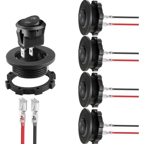 5-teiliges 12-v-wippschalter-set, Runde Wippschalter 6 A/250 V, 10 A/125 V Ac, Spst, 2-poliger Knopf, 12-v-schalter Mit Wasserdichtem Gehäuse Für Auto Und Lkw, Schwarz