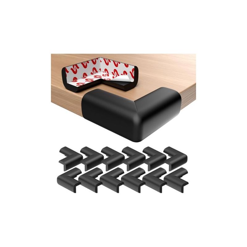 Set Mit 12 Eckenschützern Für Babytische, Eckenschutz Mit Starkem Kleber, Eckenschutz Für Möbel Und Scharfe Kanten, Schwarz