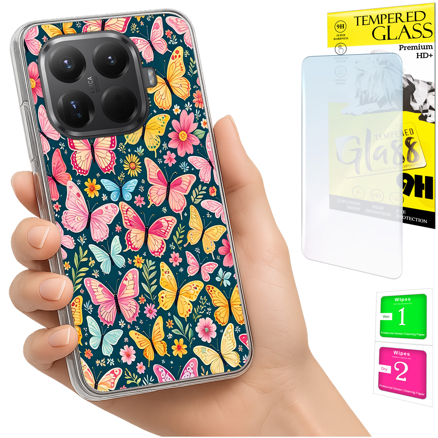 Schutzhülle Für Xiaomi 15t Pro Mit Foto-rückseitengrafik (schmetterlinge) + 9h-glas