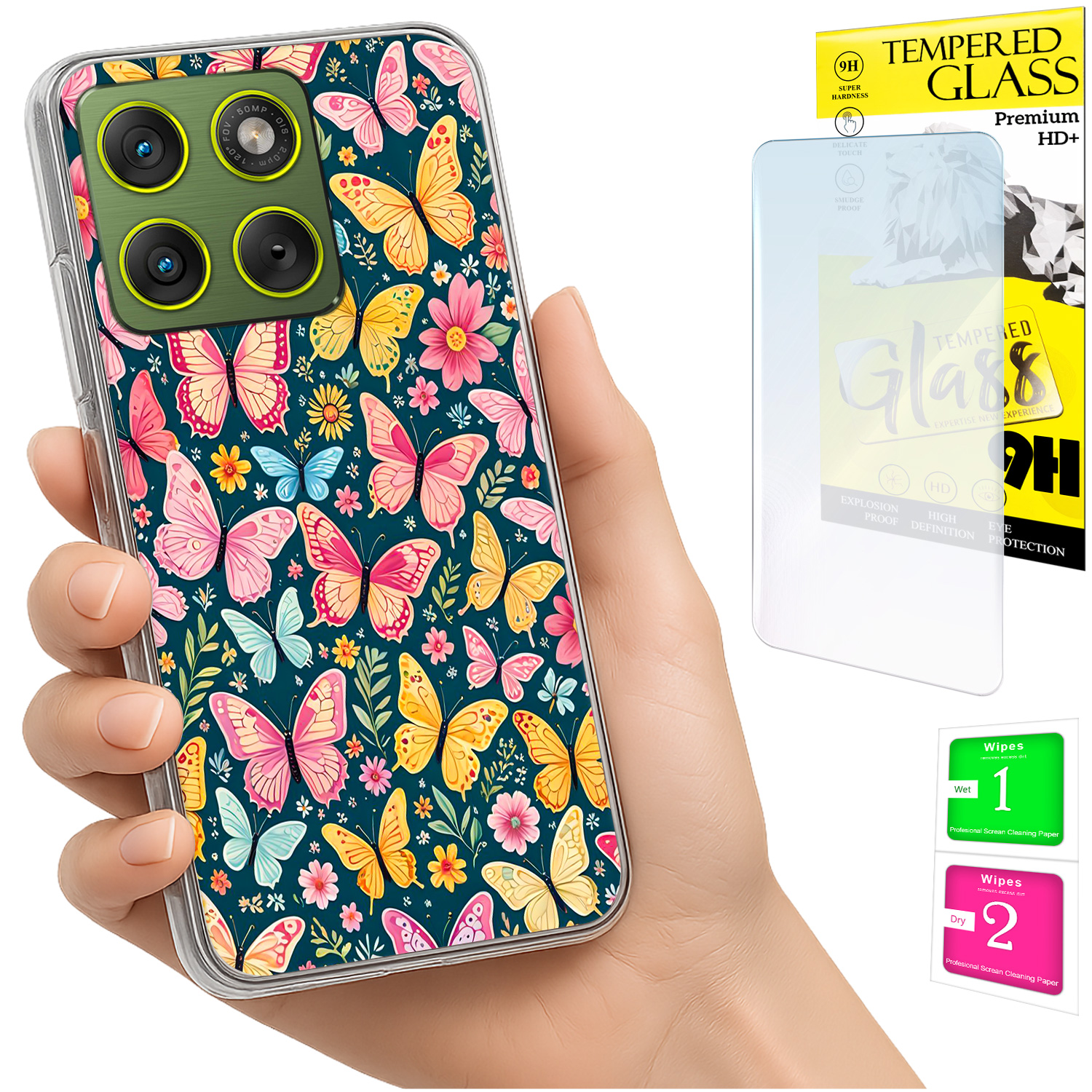 Schutzhülle Für Motorola Edge 70 Mit Foto-rückseitengrafik: Schmetterlinge + Glas