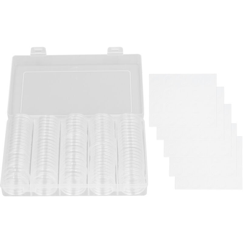 100 Schutzkapseln Für Münzen Mit Einem Durchmesser Von 17 Bis 30 Mm, 5 Größen, Transparente Box Mit Schaumstoffdichtungen