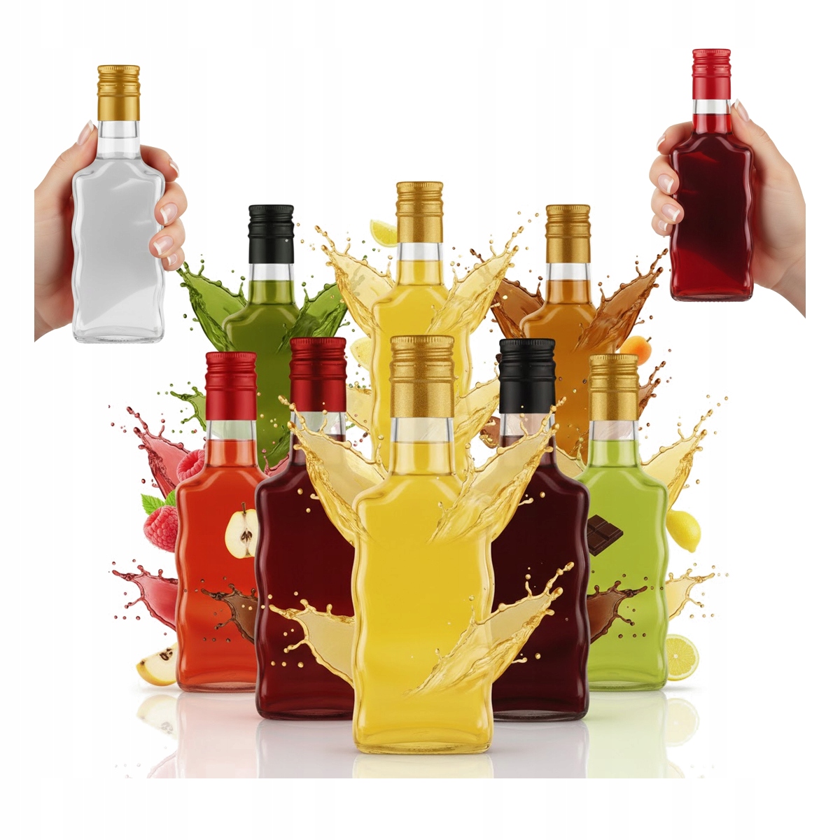 10 Glasflaschen Wave 200 Ml Für Liköre, Wein Und Säfte, Geschenkverpackung + Verschluss