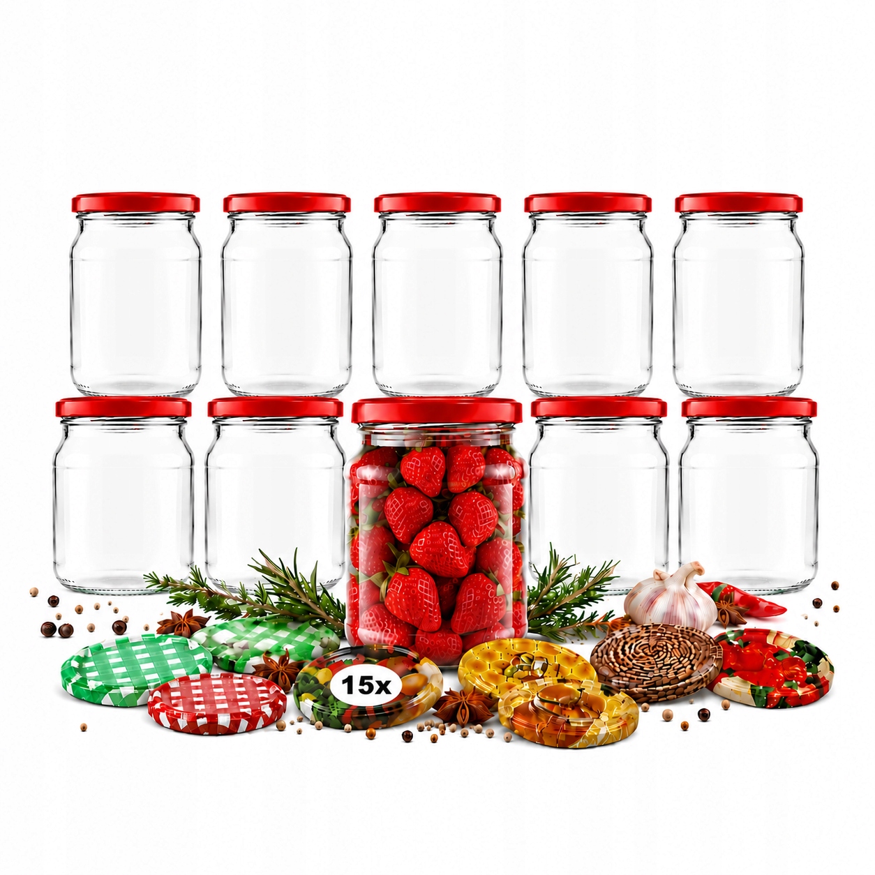 Glasgefäß 520 Ml 15x Mit Schraubverschluss Fi 82 Für Konfitüren, Marmeladen, Honig, Konfitüren